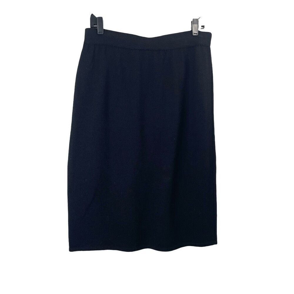 St. John Basics santana wool knit midi skirt Size 14 black‎